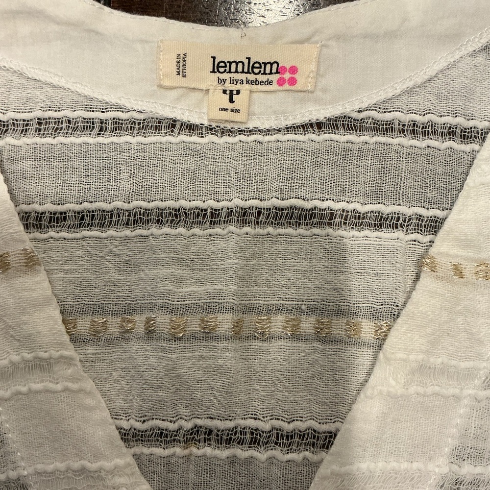 Lemlem by Liya Kebede White Cotton Handwoven Kaftan Dress One Size. AA46 - Picture 8 of 9